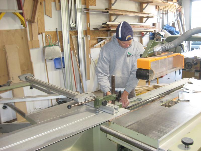 Doug at the sliding table saw